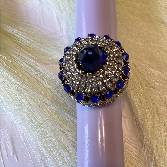 Big And Beautiful Ring Surrounded By Blue And White Diamond Stone for Women - Picture 5 of 5